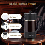 VAVSEA 35oz French Press Coffee Maker, Thickened High-Heat Borosilicate Glass Coffee Press with Fine Filtration System for Camping Travel, Dishwasher Safe, Gifts for Father's Day, Black