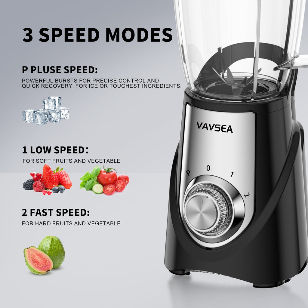 VAVSEA 3-in-1 Smoothie Blender, 1000W Blenders and Grinder Combo for Kitchen with 2 Speeds & Pulse, BPA-Free